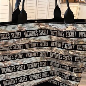 Victoria's Secret Black and Silver Sequin Tote